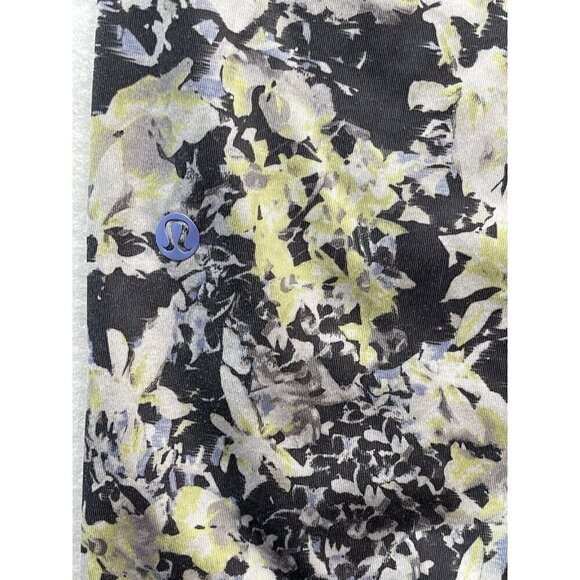 Lululemon Jet Crop Luxtreme Crosscourt Petal Black Clarity Yellow Size 8 Pants - Picture 3 of 7